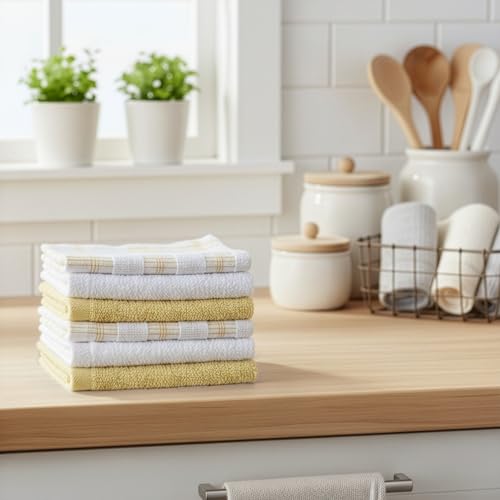 100% Cotton Washcloths 12x12 in, Yellow (6 Pack) - color: Yellow