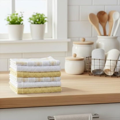 100% Cotton Washcloths 12x12 in, Yellow (6 Pack) - color: Yellow