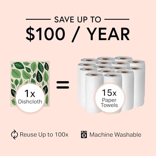 Swedish Wholesale Dishcloths Reusable 8" x 7" Sponge Cloths, Bulk 10 Pack of High Absorbent Cellulose Dish & Kitchen Cleaning Hand Towels, Wring to Dry & Machine Wash, Odor Resistant, Leaves - color: Leaves