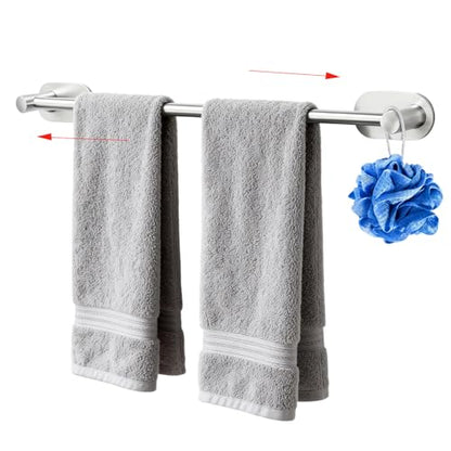 Self Adhesive Towel Bar, Adjustable 16-24" Stick Bath Towel Rack for Bathroom, SUS304 Stainless Steel No Drill Stick on Wall Bathroom Towel Holder for Home, Kitchen (1 Pack Silver) - color: Silver