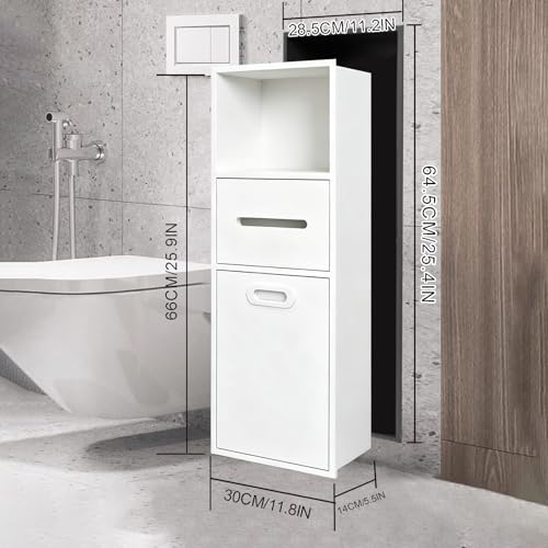Stainless Steel Recessed Shower Nich with Built-in Trash Can(25.4X11.2IN) | Waterproof Bathroom Niche Built-In Alcove Toilet Paper Toiletries Storage Rack for Living Room Bedroom Hotel Residential - color: White