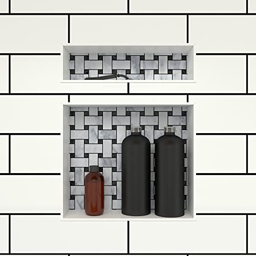 Tile Redi USA RN1620DU Niche Double Recessed Shower Shelf, Two Shelves, 20" H X 16" W, Black - size: 20" H X 16" W, style: 2 Shelves