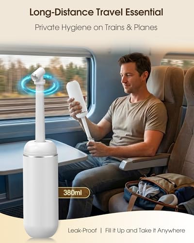 Portable Bidet for Travel & Camping - Manual Squeeze Peri Bottle Handheld | 3 Leak-Proof Seals | BPA-Free | Feminine Hygiene Care Postpartum | Extendable Sprayer with Nozzle for Men&Women-White - color: White