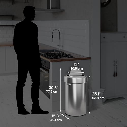 iTouchless Titan 17 Gallon Swing Open Trash Can, Stainless Steel Self-Balance Flip Top Lid Commercial Grade 64 Liter Garbage Can is Perfect for Business, Restaurant, Office and Kitchen - color: Silver, 17 Gal Swing Open