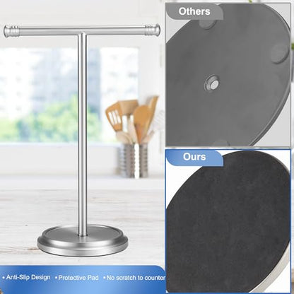 Hand Towel Holder Stand, Free Standing Towel Rack Stand with Stainless Steel Base, Rust-Proof Towel Bar for Bathroom Kitchen Countertop (Brushed Nickel) - color: Brushed Nickel