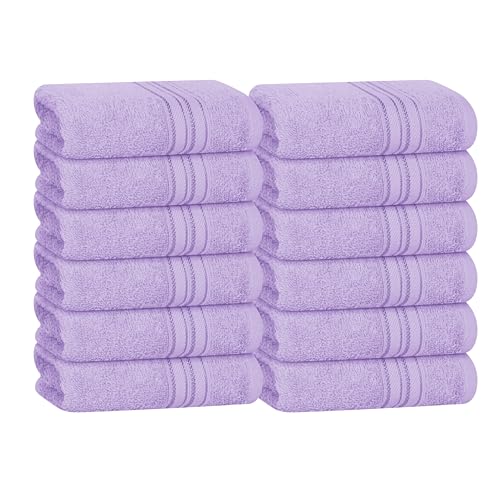 BOUTIQUO Ultra Soft Cotton Washcloths, Contains 12 Piece Face Cloths 12x12 inch, Ideal for Everyday use Face Towels, Compact & Lightweight Multi Purpose Washcloths - Purple - color: Purple, size: Washcloths - Set of 12