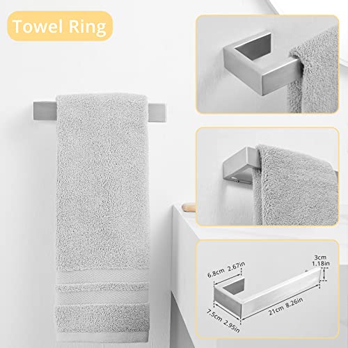 Fapully 23.6-Inch 6 Piece Bathroom Hardware Accessories Set Brushed Nickel | Stainless Steel Wall Mounted Include Towel Bar,Hand Towel Holder,Toilet Paper Holder,Robe Towel Hook,Coat Hook,Towel bar set - color: Brushed Nickel, style: 6 Piece