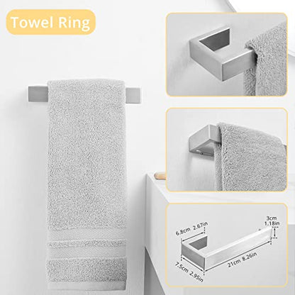 Fapully 23.6-Inch 6 Piece Bathroom Hardware Accessories Set Brushed Nickel | Stainless Steel Wall Mounted Include Towel Bar,Hand Towel Holder,Toilet Paper Holder,Robe Towel Hook,Coat Hook,Towel bar set - color: Brushed Nickel, style: 6 Piece
