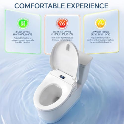Bidet Toilet Seat Elongated, Electric Heated Seat with Instant Warm Water | Remote & Side Knob Control, Self-Clean Nozzle, Soft Close Lid, Night Light, Warm Air Dryer - color: White