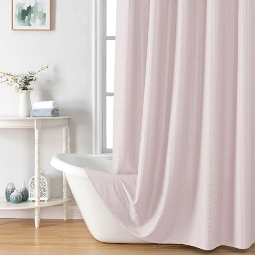 Aiyufeng Moga Stall Fabric Shower Curtain - Soft & Lightweight Small Shower Curtain with Texture for Narrow Stall Size, Machine Washable, 36" Wx72 L, Pink - color: Pink, size: 36"W x 72"L (Pack of 1)