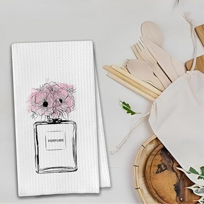 Black and Pink Bathroom Decor Set of 2 Hand Towels - Pink Flower Towels - color: A - Wihte Base
