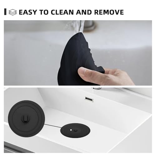Tub Stopper 2PCS,Bathtub Drain Stopper,6 inches Bathtub Tub Drain Cover Stopper,Silicone Drain Plug,Kitchen Bathroom Hair Water Shower Stopper,Large Bathroom Laundry Accessories (Black/Black) - color: Black/Black