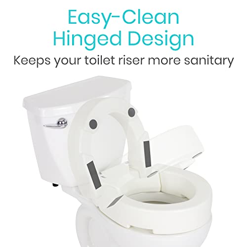 Vive Raised Toilet Seat (Elongated, Adds 3.5 Inches) - Elevated Toilet Seat Riser & Extender for Seniors & Handicap - High Rise Toilet Extension for Elderly - Portable Commode Toilet Booster for Adult | Riser & Extender for Seniors & Handicap - High Rise