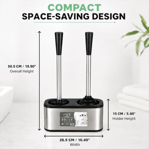 American Dream Toilet Plunger and Bowl Brush Combo – 2-in-1 Bathroom Cleaning Set with Holder, Compact Space-Saving Toilet Brush & Heavy-Duty Plunger for Home & Office