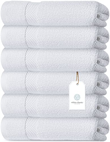 White Classic 2 Luxury White Bath Sheet Towels 35 x 70, 6 Hand Towels 16 x 30 and 12 Washcloths 13 x 13 | Cotton, Highly Absorbent and Quick Dry for Hotels, Spa and Bathroom