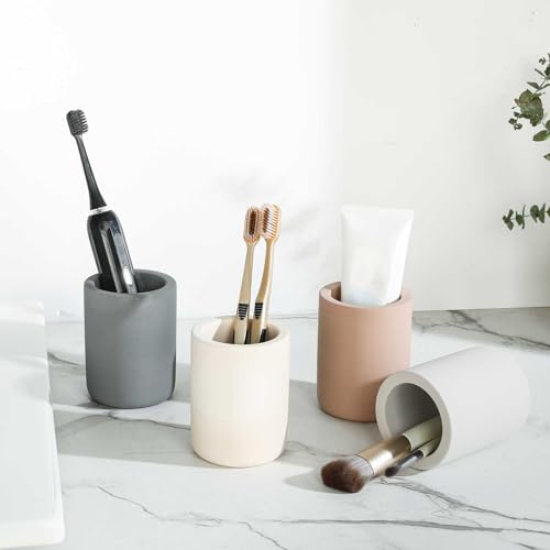 Drying Stone Toothbrush Holders, Diatomite Quick Drying Electric Toothbrush Organizer for Bathroom, Beige - color: Beige