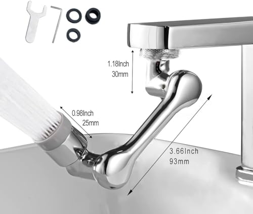 1080° Rotating Faucet Aerator Universal Splash Filter Faucet 1080 Degree Big Angle Swivel Faucet Extender Aerator Kitchen Tap Extend Bathroom Sink Gargle Face Wash Faucets Bubbler (Dual Mode)
