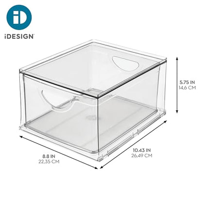 iDesign Stackable Storage Drawer, Set of 2, Clear | For Fridge, Pantry, or Under Sinks, Made in USA - style: Pack of 2