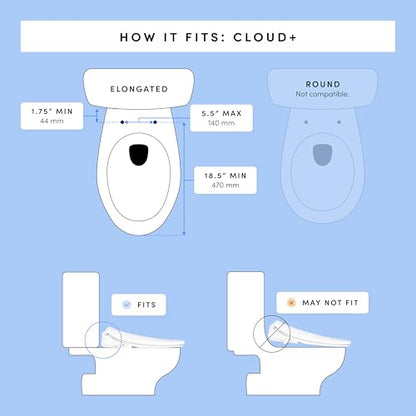 TUSHY Cloud+ Electric Bidet Toilet Seat with Remote, Heated, Elongated | Personal Settings, Instant Warm Water, Air Dryer, Automatic Deodorizer, Night Light, Soft-Close Lid, GFCI Outlet Required - style: Cloud+ Elongated w/Remote