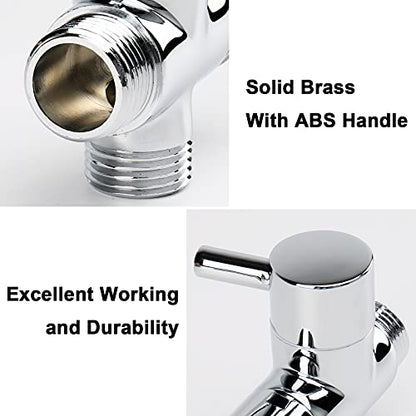 NearMoon Solid Brass G1/2" Shower Arm All Metal Universal 3-Way Diverter Valve for Handheld and Fixed Head, Replacement Component Adapter (Chrome Finish) - color: Chrome Finish