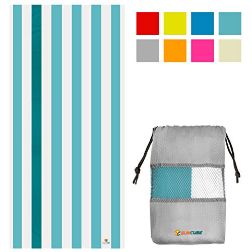 SUN CUBE Microfiber Beach Towel, Quick Dry, Light Blue, 78x35 Inch | Quick Dry and Free Microfiber Towel, Lightweight Packable Swim Towel for Beach, Pool, Camping, Cruise, Travel - color: Light Blue, size: 78.00" x 35.00"