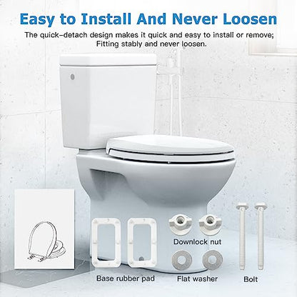 Toilet Seat with Easy Clean & Change Hinges, Quiet-Close Lid, Contoured Seat, Quick-Attach Hardware, White, 15.8"L x 14.2"W - color: Blue, size: 15.8"L x 14.2"W