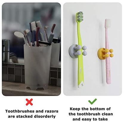4 pcs Silicone Toothbrush Holder Multi-Function Hook Waterproof self Adhesive Single Toothbrush Hook Plug Holder for Wall for Hanging Bathroom Kitchen Living Room Office - color: Purple