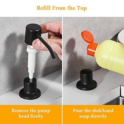 Soap Dispenser for Kitchen Sink, Built in Sink Soap Dispenser Lotion Dispenser with 17 OZ Bottle, Refill from The Top Bar Sink Soap Dispenser, Black (1 Pack) - color: Black