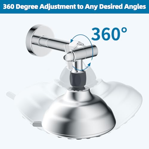 Hibbent All Metal Shower Head Elbow Adapter, 360 ° Adjustable Swivel Brass Showerhead Adapter for Fixed and Rain Showerhead, Stainless Steel Wall Mounted Shower Connector, Chrome - color: Chrome