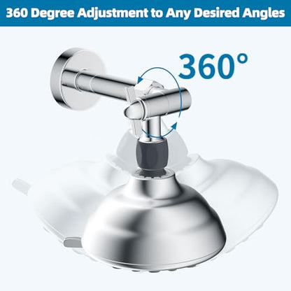 Hibbent All Metal Shower Head Elbow Adapter, 360 ° Adjustable Swivel Brass Showerhead Adapter for Fixed and Rain Showerhead, Stainless Steel Wall Mounted Shower Connector, Chrome - color: Chrome