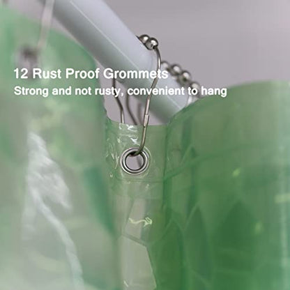 EVA Green Shower Curtain Liner, 3D Water Cube 5G Shower Liners with 12 Rustproof Metal Grommets and Weighted Magnets, Waterproof Duty for Bathroom 72 x 72 - color: Green
