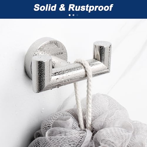 NearMoon Bathroom Double Towel Hook- SUS304 Stainless Steel Robe Towel Holder, Heavy Duty Double Coat Hook for Bathroom Livingroom Kitchen Wall Mounted (Chrome Finish-U, 2 Pack) - style: Chrome Finish-U