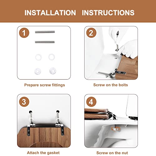 Elongated Toilet Seat Molded Wood Toilet Seat with Zinc Alloy Hinges, Easy to Install also Easy to Clean, Anti-pinch Wooden Toilet Seat by Angol Shiold (Elongated, Natural) - color: Natural, size: Zinc Alloy Hinge