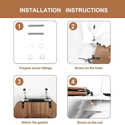 Elongated Toilet Seat Molded Wood Toilet Seat with Zinc Alloy Hinges, Easy to Install also Easy to Clean, Anti-pinch Wooden Toilet Seat by Angol Shiold (Elongated, Natural) - color: Natural, size: Zinc Alloy Hinge
