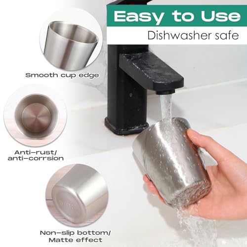 Mimorou 8 Pack Stainless Steel Insulated Cup 8.8 oz Metal Tumbler Double Wall Vacuum Water Glasses Camping Reusable Mugs BBQ Home Office Party Coffee(Silver) - color: Silver, size: 8.8 oz