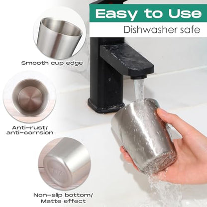 Mimorou 8 Pack Stainless Steel Insulated Cup 8.8 oz Metal Tumbler Double Wall Vacuum Water Glasses Camping Reusable Mugs BBQ Home Office Party Coffee(Silver) - color: Silver, size: 8.8 oz