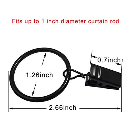 40 Pack Curtain Rings with Clips, Drapery Clips with Rings, Drapes Rings 1.26 in Interior Diameter, Fits up to 1 in Curtain Rod, Black - color: Black, size: 1.26" I D 40 Pack