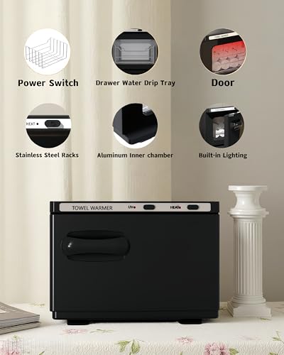 Towel Warmer, Hot Towel Warmers Spa, 8L Professional Mini Towel Warmer, Towel Warmer for Facials. (Black)