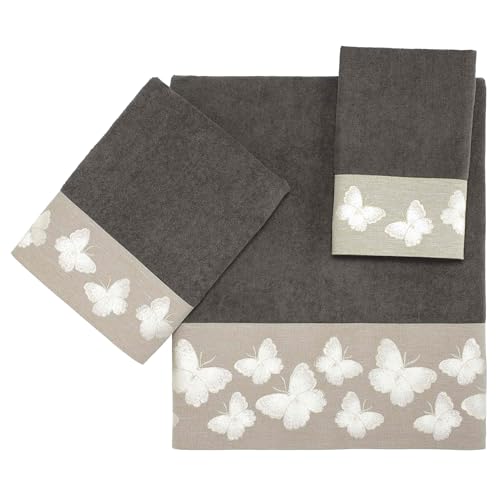 Avanti Linens - Fingertip Towel, Soft & Absorbent Cotton Towel (Yara Collection, Granite)