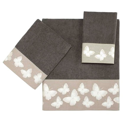 Avanti Linens - Fingertip Towel, Soft & Absorbent Cotton Towel (Yara Collection, Granite)