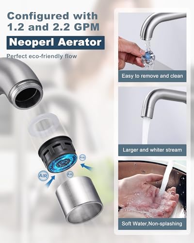 Bar Sink Faucet Single Hole: ARCORA Brushed Nickel Wet Bar Faucets - Prep Sink Faucet 360 Swivel - Small Kitchen Bathroom Faucet with cUPC Supply Lines - color: Brushed Nickel