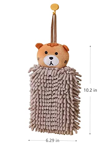 Ivymei 3 Pack Double-Sided Fuzzy Animal Chenille Hand Towels Cute Hanging Hand Towels with Loop for Bathroom Kitchen,Quick Dry(2 Mix) - color: 2 Mix