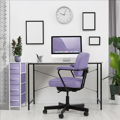 Sorbus Kids Narrow Dresser with 4 Drawers - Vertical Slim Storage Chest of Drawers with Steel Frame, Wood Top & Easy Pull Fabric Bins for Small Spaces, Closets, Bedroom, Bathroom & Laundry - color: Pastel Purple, style: 4 Drawer