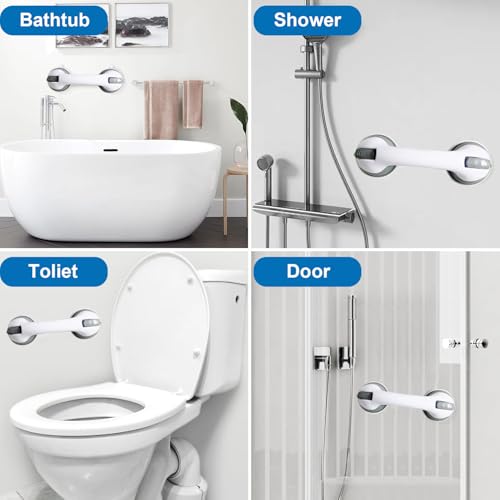 Shower Handle Grab Bars for Bathtubs and Showers, Heavy Duty Shower Handle Removable Shower Handrails for Seniors and Elderly, Bathroom Safety Grip No Drilling Waterproof Grey