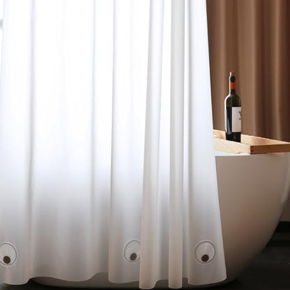 Extra Wide Frosted Shower Curtain Liner 84 x 72 inch, Waterproof Heavy Duty White Plastic Shower Liner with 14 Rustproof Grommets and 3 Strong Magnets, 84 inch Wide Bathroom Shower Curtain Liner - color: White Frosted, size: 84"W x 72"L (Pack of 1)