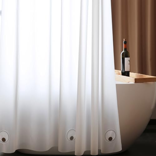 Extra Wide Frosted Shower Curtain Liner 84 x 72 inch, Waterproof Heavy Duty White Plastic Shower Liner with 14 Rustproof Grommets and 3 Strong Magnets, 84 inch Wide Bathroom Shower Curtain Liner - color: White Frosted, size: 84"W x 72"L (Pack of 1)