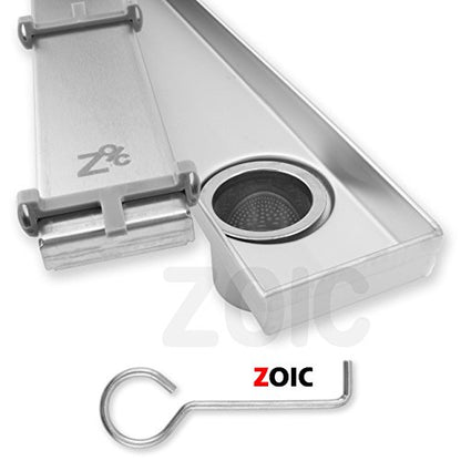 ZOIC Linear Stealth Tile Insert Floor Grate Bathroom Shower Waste Drain 304 Stainless Steel Side Outlet 27.55 Inches (700mm) - size: 27.55'(700mm)