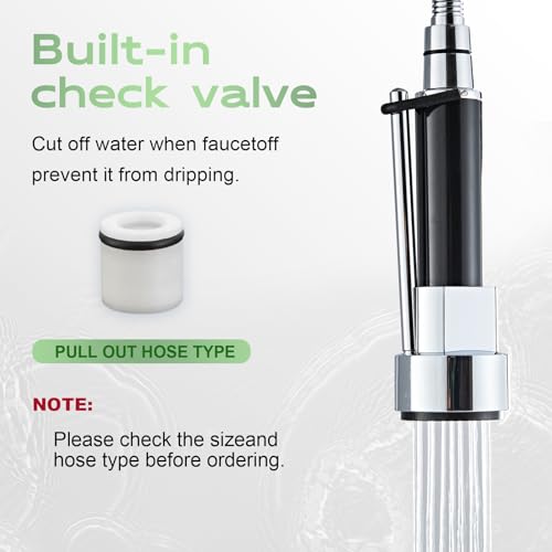 Pull Down Kitchen Faucet Replacement Head, 3-Mode Spray Head with Stream/Spray/Pause, High Pressure Anti-Clog Nozzle, Easy Installation, Universal Fit for Most Kitchen Faucets Chrome - color: Industrial Spray Head - Chrome