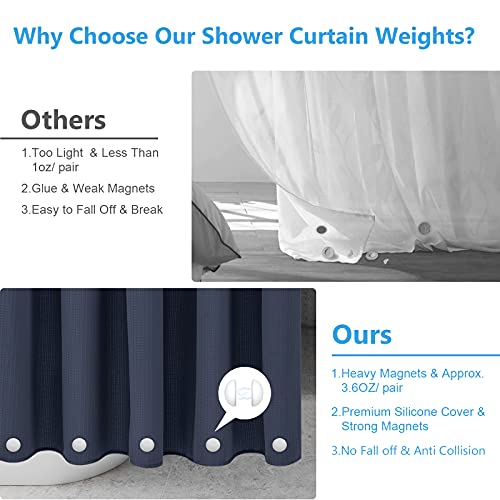 VANZAVANZU 10 Pairs Shower Curtain Weights, Silicone Wrapped Magnets, Heavy Duty Magnets Prevent Curtain Liner from Blowing, Rust-Free, White - color: White, size: 1.2"W x 1.2"L (Pack of 10)