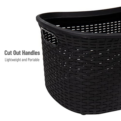 Mind Reader 40L Laundry Basket, Clothes Hamper, Premium Wicker Design, Plastic, Set of 2, Black - color: Black, size: 2-Pack